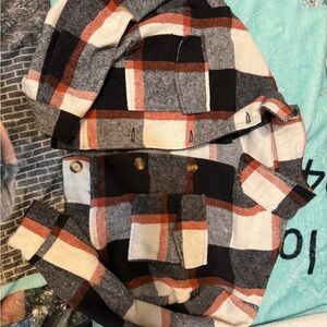 SHEIN Plaid Crop Top - Black, Red, White